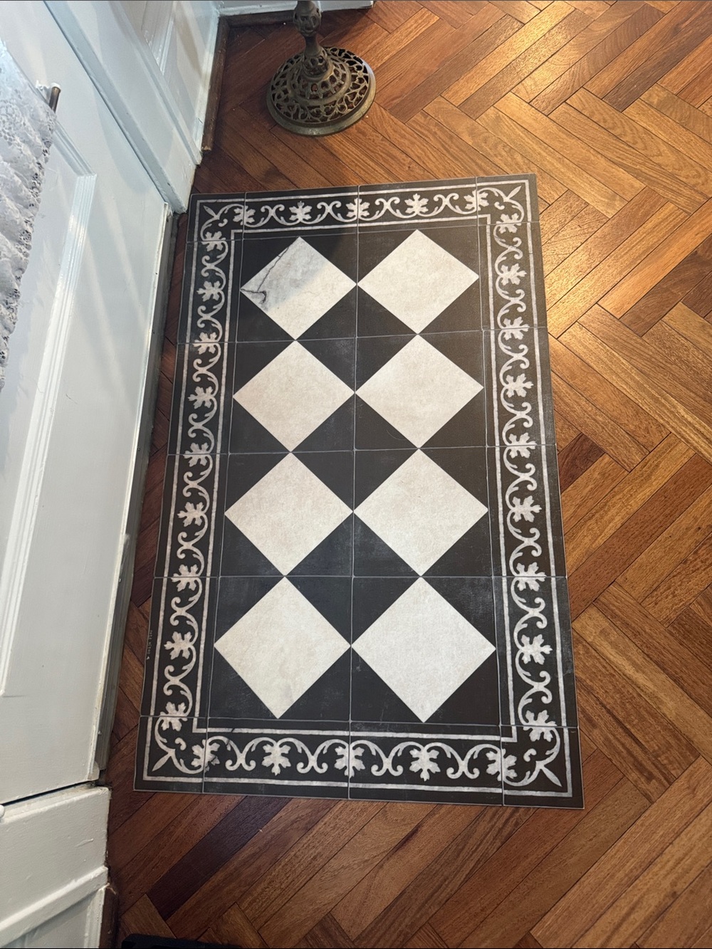 Classic Black & White Decorative Door Mat by